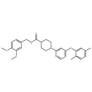 N-[(3,4-dimethoxyphenyl)methyl]-1-{6-[(2,5-dimethylphenyl)sulfanyl]pyrimidin-4-yl}piperidine-4-carboxamide结构式