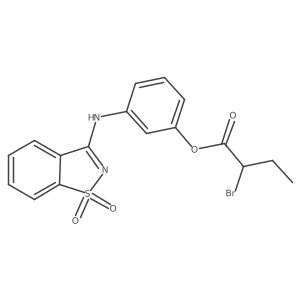 3-[(1,1-Dioxido-1,2-benzothiazol-3-yl)amino]phenyl 2-bromobutanoate Structure