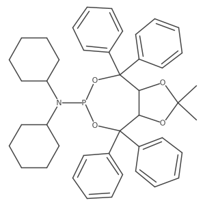 (3aR,8aR)-N,N-Dicyclohexyl-2,2-dimethyl-4,4,8,8-tetraphenyltetrahydro-[1,3]dioxolo[4,5-e][1,3,2]dioxaphosphepin-6-amine结构式