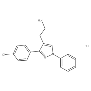 2-[3-(4-chlorophenyl)-1-phenyl-1H-pyrazol-4-yl]ethan-1-amine hydrochloride结构式
