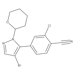 4-(4-bromo-1-(tetrahydro-2H-pyran-2-yl)-1H-pyrazol-5-yl)-2-chlorobenzonitrile结构式