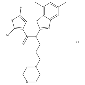 2,5-dichloro-N-(5,7-dimethylbenzo[d]thiazol-2-yl)-N-(3-morpholinopropyl)thiophene-3-carboxamide hydrochloride结构式