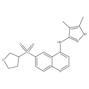 N-(4,5-dimethyl-1H-pyrazol-3-yl)-6-(tetrahydro-3-furanylsulfonyl)-4-quinolinamine结构式