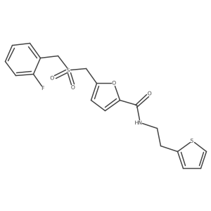 5-(((2-fluorobenzyl)sulfonyl)methyl)-N-(2-(thiophen-2-yl)ethyl)furan-2-carboxamide结构式