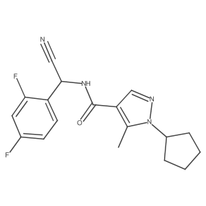 N-[Cyano-(2,4-difluorophenyl)methyl]-1-cyclopentyl-5-methylpyrazole-4-carboxamide结构式