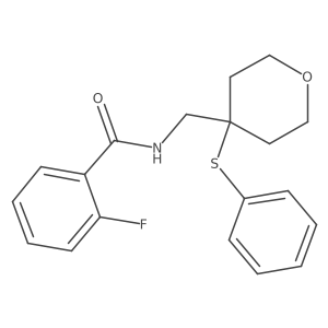 2-fluoro-N-((4-(phenylthio)tetrahydro-2H-pyran-4-yl)methyl)benzamide结构式