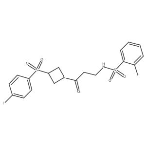 2-fluoro-N-(3-(3-((4-fluorophenyl)sulfonyl)azetidin-1-yl)-3-oxopropyl)benzenesulfonamide Structure