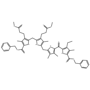 Biline-3,7-dipropionic acid, 1,19-dicarboxy-17-ethyl-5,10,15,22,23,24-hexahydro-2,8,12,13,18-pentamethyl-15-oxo-, 1,19-dibenzyl 3,7-dimethyl ester结构式