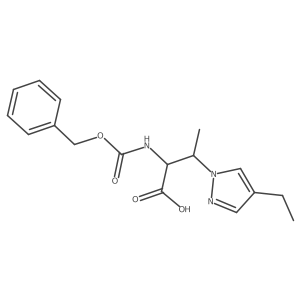 2-{[(benzyloxy)carbonyl]amino}-3-(4-ethyl-1H-pyrazol-1-yl)butanoic acid结构式
