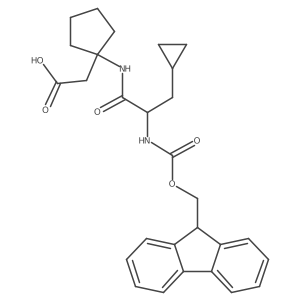 2-{1-[(2S)-3-cyclopropyl-2-({[(9H-fluoren-9-yl)methoxy]carbonyl}amino)propanamido]cyclopentyl}acetic acid结构式