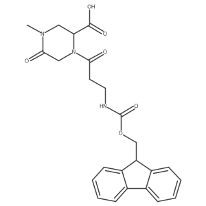 1-[3-({[(9H-fluoren-9-yl)methoxy]carbonyl}amino)propanoyl]-4-methyl-5-oxopiperazine-2-carboxylic acid Structure