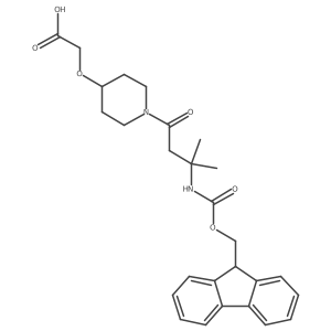 2-({1-[3-({[(9H-fluoren-9-yl)methoxy]carbonyl}amino)-3-methylbutanoyl]piperidin-4-yl}oxy)acetic acid结构式