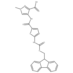 4-[2-({[(9H-fluoren-9-yl)methoxy]carbonyl}amino)-1,3-thiazole-5-amido]-1-methyl-1H-pyrazole-3-carboxylic acid结构式