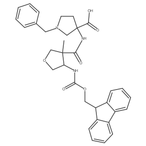 1-benzyl-3-[4-({[(9H-fluoren-9-yl)methoxy]carbonyl}amino)-3-methyloxolane-3-amido]pyrrolidine-3-carboxylic acid Structure