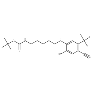 tert-Butyl (5-((2-bromo-4-cyano-5-(trifluoromethyl)phenyl)amino)pentyl)carbamate结构式