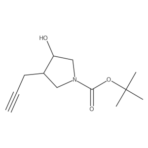 rac-tert-butyl (3R,4S)-3-hydroxy-4-(prop-2-yn-1-yl)pyrrolidine-1-carboxylate结构式