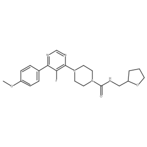 4-[5-fluoro-6-(4-methoxyphenyl)pyrimidin-4-yl]-N-[(oxolan-2-yl)methyl]piperazine-1-carboxamide Structure