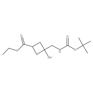 Ethyl (1r,3r)-3-({[(tert-butoxy)carbonyl]amino}methyl)-3-hydroxycyclobutane-1-carboxylate结构式