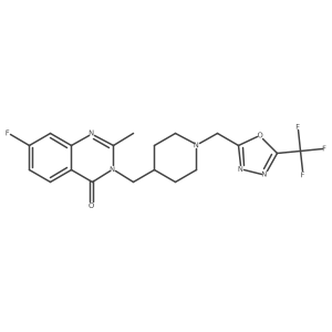7-Fluoro-2-methyl-3-[(1-{[5-(trifluoromethyl)-1,3,4-oxadiazol-2-yl]methyl}piperidin-4-yl)methyl]-3,4-dihydroquinazolin-4-one Structure