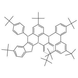 5H,9H-[1]Benzothieno[2 inverted exclamation marka,3 inverted exclamation marka:5,6][1,4]azaborino[2,3,4-kl]phenazaborine, 2,7,11-tris(1,1-dimethylethyl)-9-[4-(1,1-dimethylethyl)phenyl]-5-[3 inverted exclamation marka,5,5 inverted exclamation marka-tris(1,1-dimethylethyl)[1,1 inverted exclamation marka-biphenyl]-2-yl]-结构式