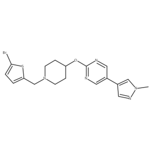 2-({1-[(5-bromothiophen-2-yl)methyl]piperidin-4-yl}oxy)-5-(1-methyl-1H-pyrazol-4-yl)pyrimidine结构式