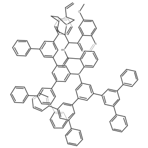 2-(Bis(5',5'''-diphenyl-[1,1':3',1'':3'',1''':3''',1''''-quinquephenyl]-5''-yl)phosphino)-N-((R)-(6-methoxyquinolin-4-yl)((1S,2R,4S,5R)-5-vinylquinuclidin-2-yl)methyl)benzamide结构式