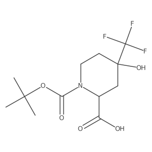 rel-(2R,4S)-1-(tert-Butoxycarbonyl)-4-hydroxy-4-(trifluoromethyl)piperidine-2-carboxylic acid Structure
