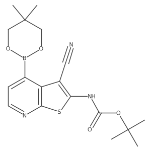 tert-Butyl (3-cyano-4-(5,5-dimethyl-1,3,2-dioxaborinan-2-yl)thieno[2,3-b]pyridin-2-yl)carbamate Structure