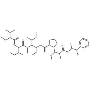 L-IsoleucinaMide, N-Methyl-L-valyl-N-[(1S,2R)-4-[(2S)-2-[(1R,2R)-3-[[(1R,2S)-2-hydroxy-1-Methyl-2-phenylethyl]aMino]-1-Methoxy-2-Methyl-3-oxopropyl]-1-pyrrolidinyl]-2-Methoxy-1-[(1S)-1-Methylpropyl]-4-oxobutyl]-N-Methyl-(9CI)结构式