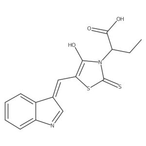(Z)-2-(5-((1H-indol-3-yl)methylene)-4-oxo-2-thioxothiazolidin-3-yl)butanoic acid结构式