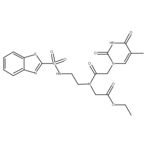 N-[2-(Benzothiazole-2-sulfonylamino)-ethyl]-N-[(thymin-1-yl)-acetyl]-glycine ethyl ester结构式