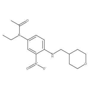 N-ethyl-N-{3-nitro-4-[(tetrahydro-2H-pyran-4-ylmethyl)amino]phenyl}acetamide Structure