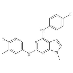 N4-(4-chlorophenyl)-N6-(3,4-dimethylphenyl)-1-methyl-1H-pyrazolo[3,4-d]pyrimidine-4,6-diamine结构式