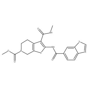 methyl 2-(benzo[d]thiazole-6-carboxamido)-3-(methylcarbamoyl)-4,5-dihydrothieno[2,3-c]pyridine-6(7H)-carboxylate Structure