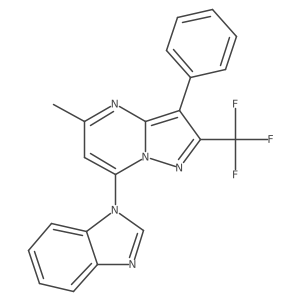 7-(1H-benzimidazol-1-yl)-5-methyl-3-phenyl-2-(trifluoromethyl)pyrazolo[1,5-a]pyrimidine Structure