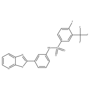 4-fluoro-N-(3-(thiazolo[5,4-b]pyridin-2-yl)phenyl)-3-(trifluoromethyl)benzenesulfonamide结构式