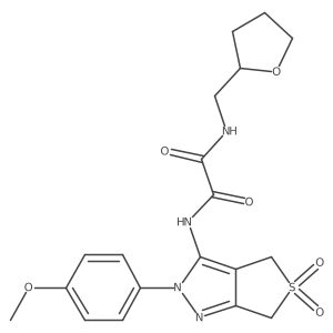 N1-(2-(4-methoxyphenyl)-5,5-dioxido-4,6-dihydro-2H-thieno[3,4-c]pyrazol-3-yl)-N2-((tetrahydrofuran-2-yl)methyl)oxalamide结构式