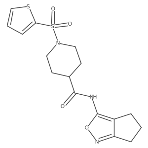N-(5,6-dihydro-4H-cyclopenta[c]isoxazol-3-yl)-1-(thiophen-2-ylsulfonyl)piperidine-4-carboxamide结构式