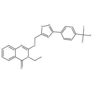 3-ethyl-2-(((3-(4-(trifluoromethyl)phenyl)-1,2,4-oxadiazol-5-yl)methyl)thio)quinazolin-4(3H)-one Structure