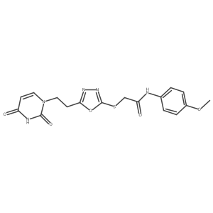 2-((5-(2-(2,4-dioxo-3,4-dihydropyrimidin-1(2H)-yl)ethyl)-1,3,4-oxadiazol-2-yl)thio)-N-(4-methoxyphenyl)acetamide Structure