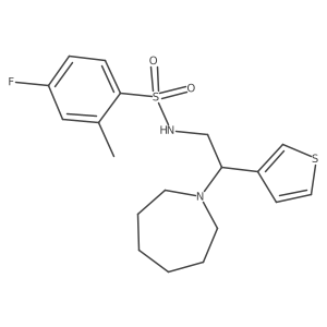 N-(2-(azepan-1-yl)-2-(thiophen-3-yl)ethyl)-4-fluoro-2-methylbenzenesulfonamide结构式