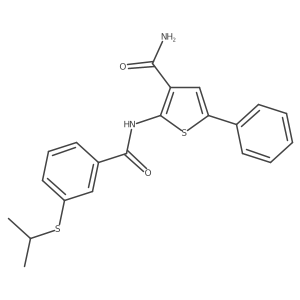 2-(3-(Isopropylthio)benzamido)-5-phenylthiophene-3-carboxamide结构式