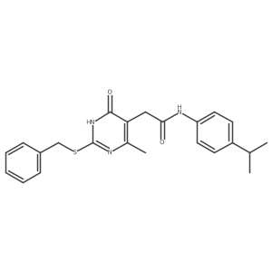 2-(2-(benzylthio)-4-methyl-6-oxo-1,6-dihydropyrimidin-5-yl)-N-(4-isopropylphenyl)acetamide结构式