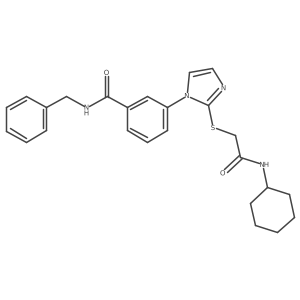 N-benzyl-3-(2-((2-(cyclohexylamino)-2-oxoethyl)thio)-1H-imidazol-1-yl)benzamide结构式