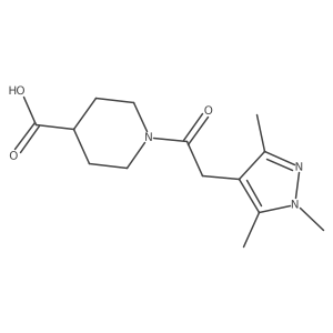 1-[2-(trimethyl-1H-pyrazol-4-yl)acetyl]piperidine-4-carboxylic acid Structure