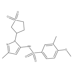 N-(1-(1,1-dioxidotetrahydrothiophen-3-yl)-3-methyl-1H-pyrazol-5-yl)-4-methoxy-3-methylbenzenesulfonamide Structure