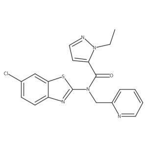N-(6-chloro-1,3-benzothiazol-2-yl)-1-ethyl-N-[(pyridin-2-yl)methyl]-1H-pyrazole-5-carboxamide结构式