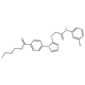 4-(2-((2-((3-bromophenyl)amino)-2-oxoethyl)thio)-1H-imidazol-1-yl)-N-butylbenzamide Structure