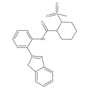 N-(2-(benzo[d]thiazol-2-yl)phenyl)-1-(methylsulfonyl)piperidine-2-carboxamide结构式
