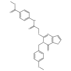 methyl 4-[2-({3-[(4-methoxyphenyl)methyl]-4-oxo-3H,4H-thieno[3,2-d]pyrimidin-2-yl}sulfanyl)acetamido]benzoate结构式